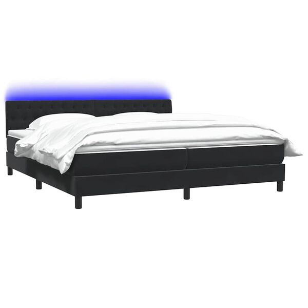 vidaXL Boxspringbett mit Matratze & LED Schwarz 180x210 cm Samt