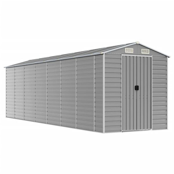 vidaXL Gartenhaus Hellgrau 191 x 640 x 198 cm Verzinkter Stahl