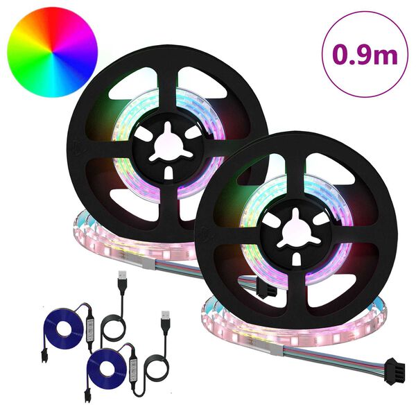 vidaXL LED Streifen 4 pcs Schwarz und Transparent 45 x 0,8 x 0,3 cm