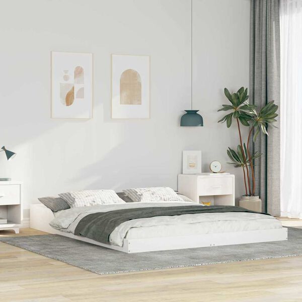 vidaXL Bettrahmen Wei&szlig; 160 x 200 cm Massives Kiefernholz