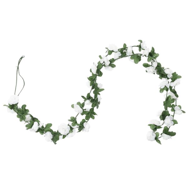 vidaXL Weihnachtskr&auml;nze Blumen 6 Stk. Fr&uuml;hlingsrosen Wei&szlig; 250 cm