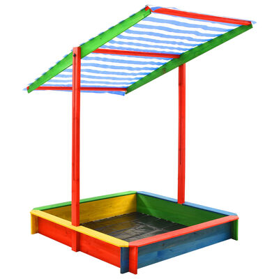 vidaXL Sandkasten mit Verstellbarem Dach Tannenholz Bunt UV50