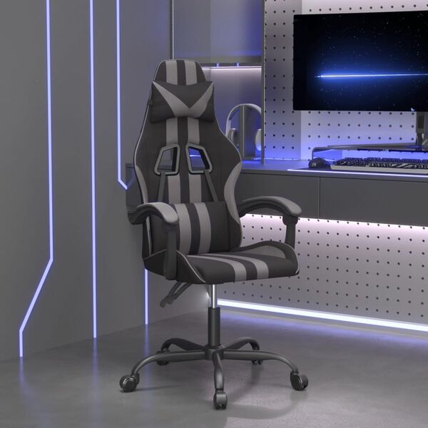vidaXL Gaming-Stuhl Schwarz und Grau Kunstleder