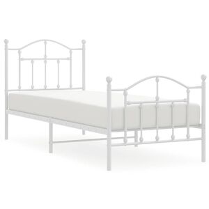 vidaXL Bettgestell mit Kopf- und Fu&szlig;teil Metall Wei&szlig; 90x200 cm