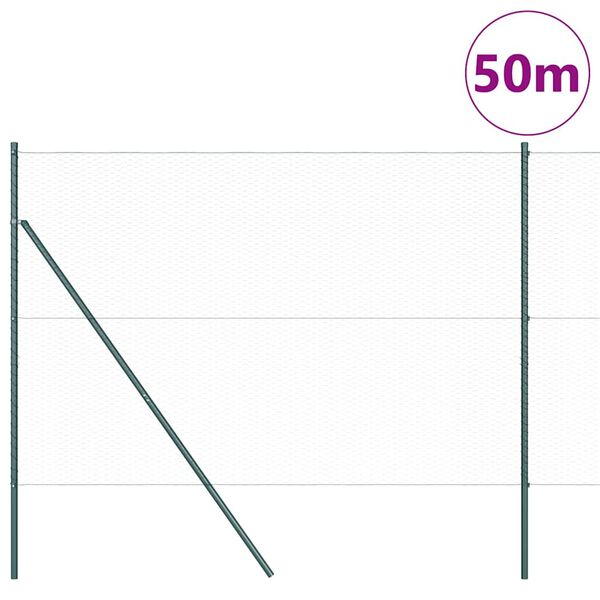 vidaXL Zaunpfosten Gr&uuml;n 50 x 1,6 m (25 mm Maschenweite) Stahl und PVC