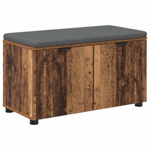 vidaXL Flurbank mit Kissen mit Regal mit T&uuml;r Altholz 80 x 38 x 46 cm