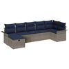 vidaXL Garten-Sofa-Set mit Kissen mit Speicher 7 pcs Grau Poly Rattan