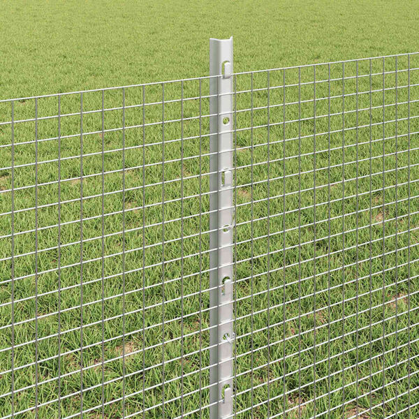vidaXL Zaun mit Pfosten Silber 0,6 x 25 m Stahl