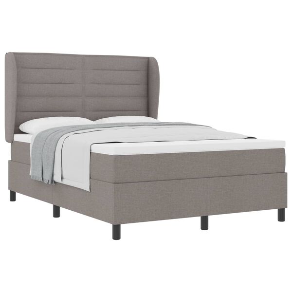 vidaXL Boxspringbett mit Matratze Taupe 140 x 190 cm Stoff