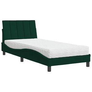 vidaXL Bett mit Matratze "Hanko" Dunkelgr&uuml;n 80x200 cm Samt
