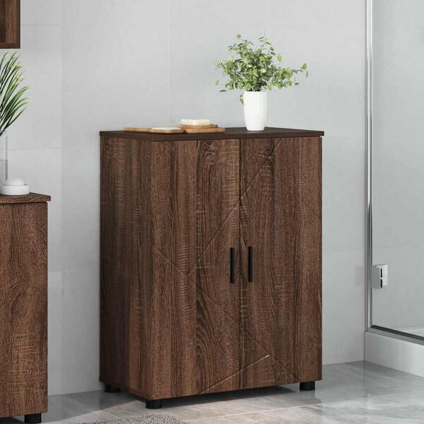 vidaXL Badezimmerschrank mit T&uuml;r Braun Eichen-Optik 60 x 35 x 80 cm