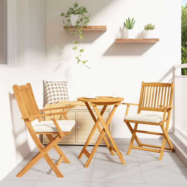 vidaXL Klappstuhl mit Kissen 2 pcs Braun Massivholz Akazie
