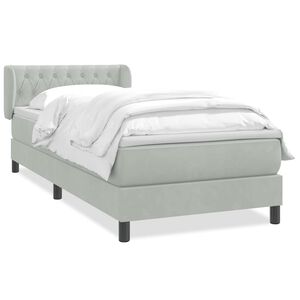 vidaXL Boxspringbett mit Matratze Hellgrau 80x220 cm Samt