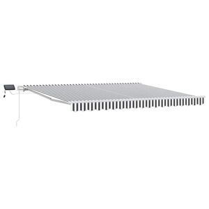 vidaXL Markise Manuell mit LED Anthrazit & Wei&szlig; 400x300 cm