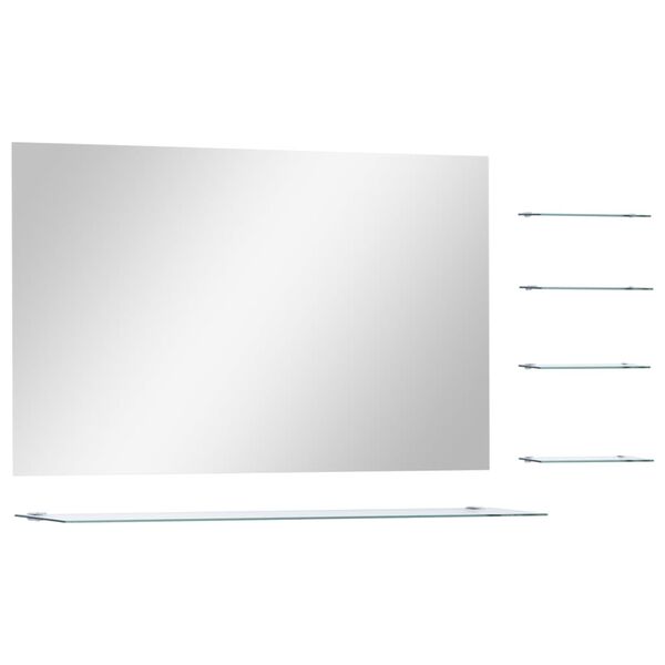 vidaXL Wandspiegel mit 5 Ablagen Silbern 100&times;60 cm