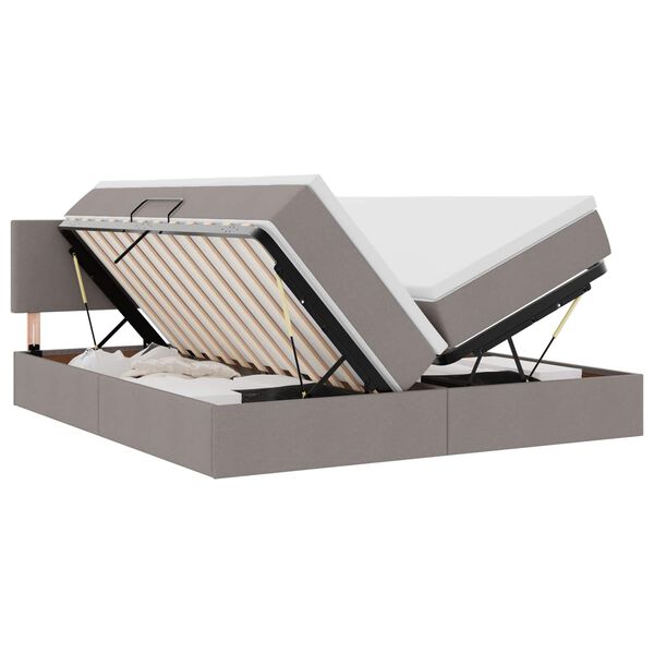 vidaXL Bett mit LED-Lichtleisten mit Kopfteil Taupe 180 x 200 cm Stoff