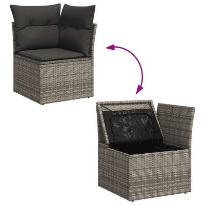 vidaXL 11-tlg. Garten-Sofagarnitur mit Kissen Grau Poly Rattan