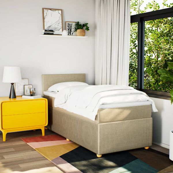vidaXL Boxspringbett mit Matratze Creme 90x200 cm Stoff