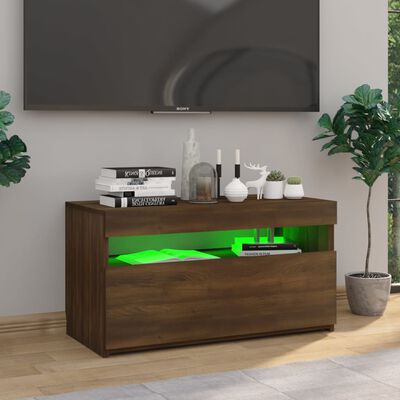 vidaXL TV-Schrank mit LED-Leuchten Braun Eichen-Optik 75x35x40 cm