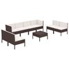 vidaXL 9-tlg. Garten-Lounge-Set mit Auflagen Poly Rattan Braun