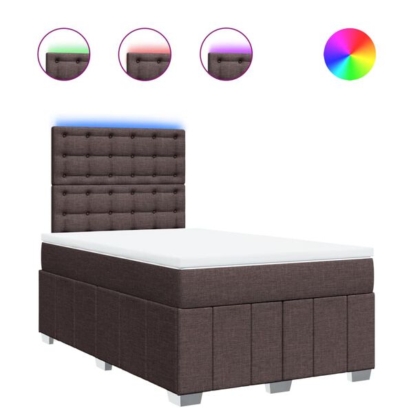 vidaXL Boxspringbett mit Matratze Dunkelbraun 120x200 cm Stoff