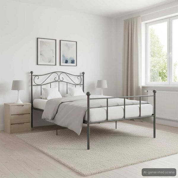 vidaXL Bettgestell Grau Metall 100 &times; 200 cm