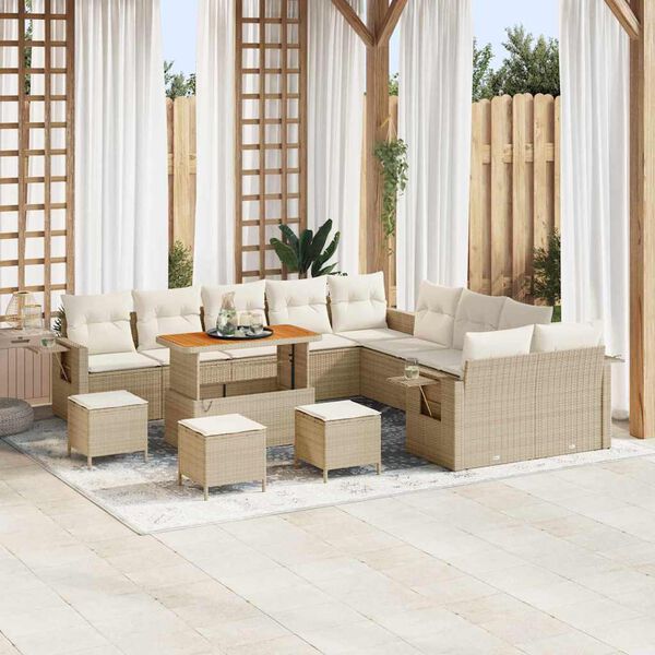 vidaXL Gartensofa-set 14 pcs Beige Poly-Rattan