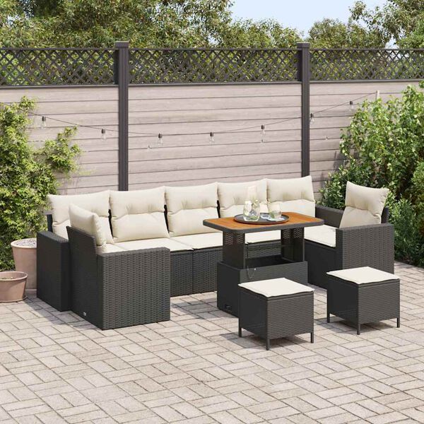 vidaXL Garten-Sofa-Set 10 pcs Schwarz Poly-Rattan
