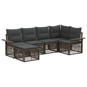 vidaXL Gartensofa-set 6 Stk. Grau Poly-Rattan