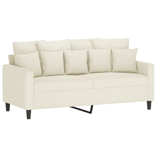 vidaXL 2-tlg. Sofagarnitur mit Kissen Creme Samt