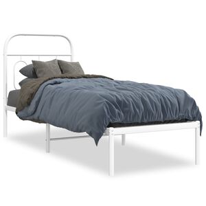 vidaXL Metallbett ohne Matratze mit Kopfteil Wei&szlig; 75x190 cm