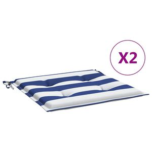 vidaXL Gartenstuhl-Kissen 2 Stk. Blau & Wei&szlig; Gestreift 50x50x4cm Stoff