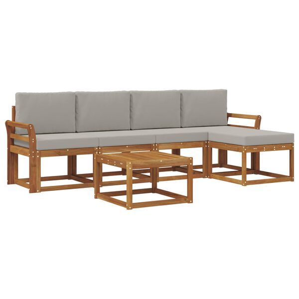vidaXL Outdoor-Sofagarnitur mit Kissen 6 pcs Nat&uuml;rlich und Hellgrau