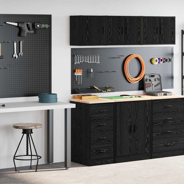 vidaXL Garagenschr&auml;nke 2 Stk. Schwarz Holzwerkstoff
