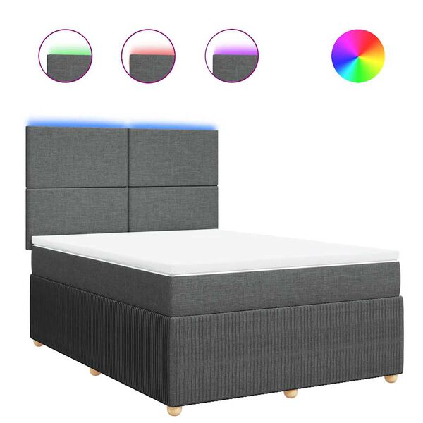 vidaXL Boxspringbett mit Matratze Dunkelgrau 140x200 cm Stoff