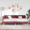 vidaXL Eckbettgestell mit Matratze Weinrot 90 x 200 cm Stoff