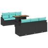 vidaXL Gartensofa-set 7 stk. 6-Sitzanzahl Schwarz und T&uuml;rkis