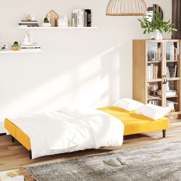 vidaXL Schlafsofa 2-Sitzer Gelb Samt