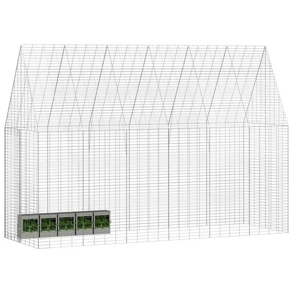vidaXL Hasenk&auml;fig Silber 300 x 100 x 210 cm Verzinkter Stahl