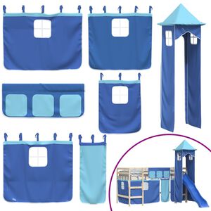 vidaXL Vorh&auml;nge f&uuml;r Hochbett mit Turm Blau Polyester