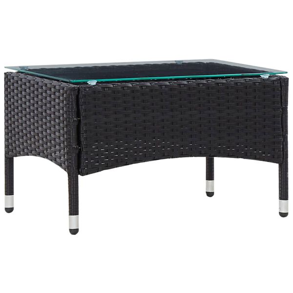 vidaXL 4-tlg. Garten-Lounge-Set mit Auflagen Poly Rattan Schwarz