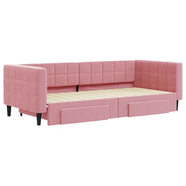 vidaXL Tagesbett Ausziehbar mit Schubladen Rosa 90x200 cm Samt