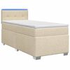 vidaXL Boxspringbett mit Matratze und LED Creme 90 x 190 cm Stoff