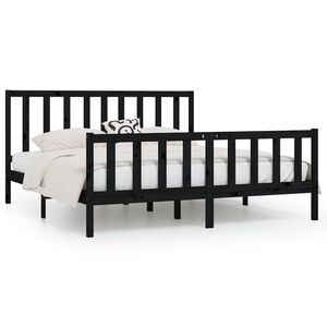 vidaXL Massivholzbett Schwarz 200x200 cm