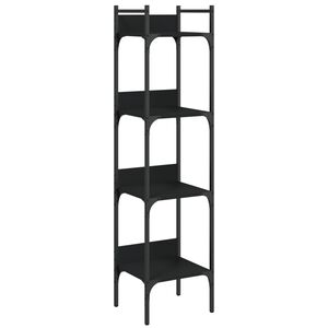 vidaXL B&uuml;cherregal 4 B&ouml;den Schwarz 35x30x138,5 cm Holzwerkstoff