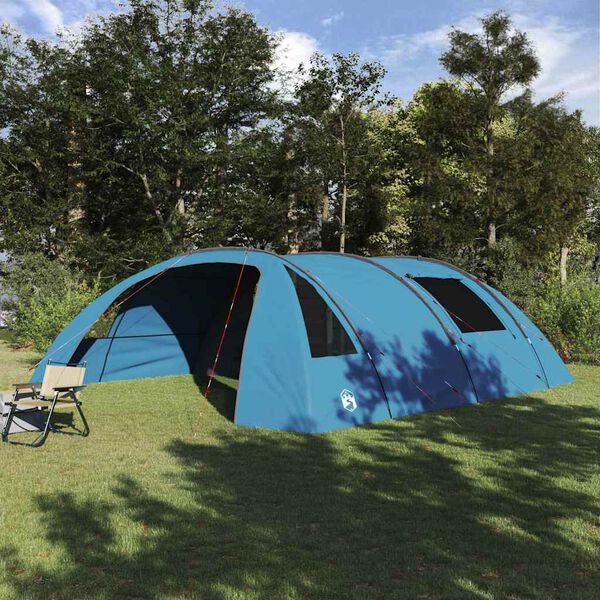 vidaXL Tunnelzelt f&uuml;r 6 Personen Blau und Grau 700 x 590 x 215 cm