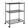 vidaXL Lagerregal mit 3 B&ouml;den und Rollen 60x35x81 cm Schwarz 150 kg