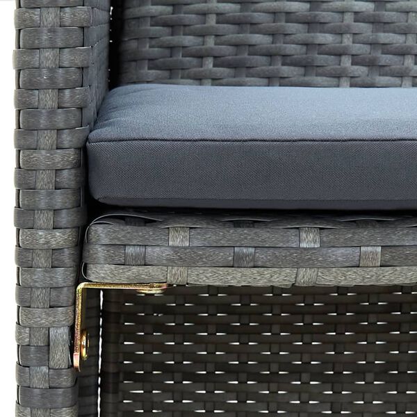 vidaXL 2-Sitzer-Gartensofa mit Polstern Grau Poly Rattan