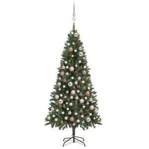 vidaXL K&uuml;nstlicher Weihnachtsbaum mit Beleuchtung Kugeln Zapfen 180 cm