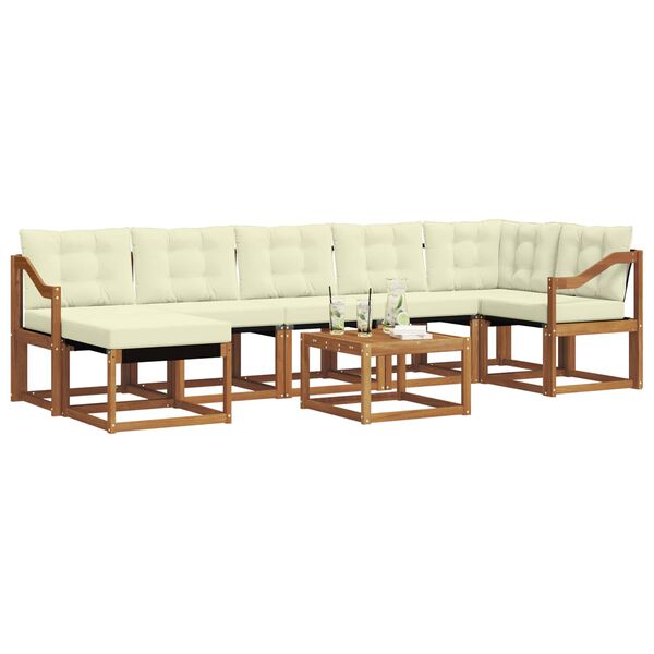 vidaXL Outdoor-Sofagarnitur mit Kissen 8 pcs Natur und Creme